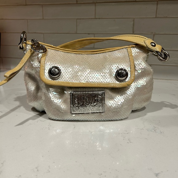 Coach Handbags - Coach x Poppy Sequin Shoulder Bag with Yellow Trim-LIMITED EDITION